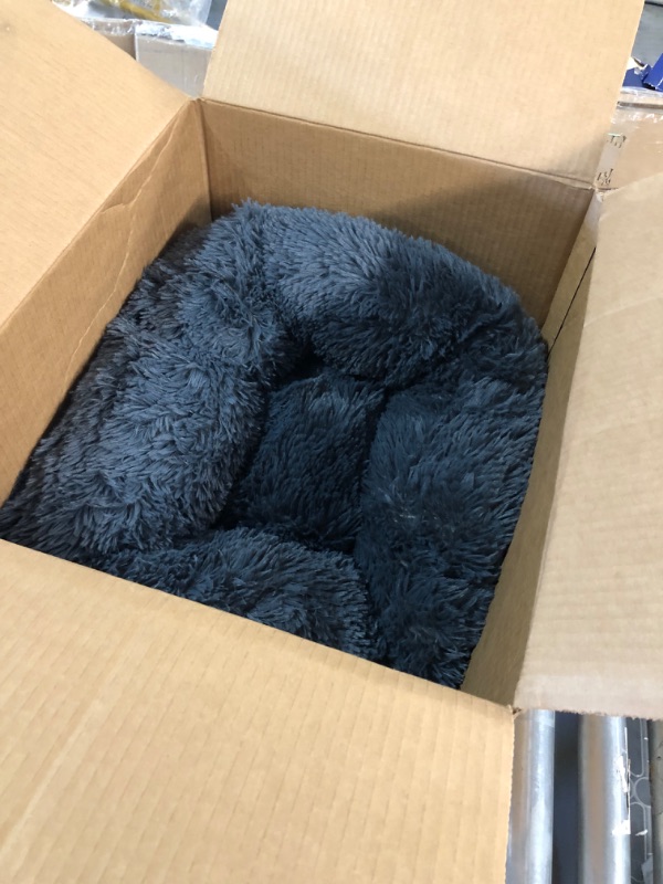 Photo 2 of *USED/SEE NOTES** Pet Bed, Anti-Anxiety Donut Cuddler Bed , Faux Fur Plush Pet Cushion with Removable Washable Cover, Blue, SMALL