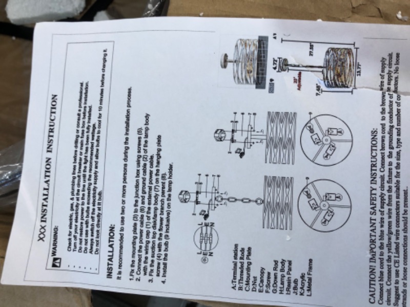 Photo 5 of **USED/SEE NOTES**BUXVRCS Industrial Semi Flush Mount Ceiling Light, 3-Light Vintage Chandelier Retro Black, Rustic Metal Hanging Light Fixtures for Kitchen Bedroom Dining Room (Black)