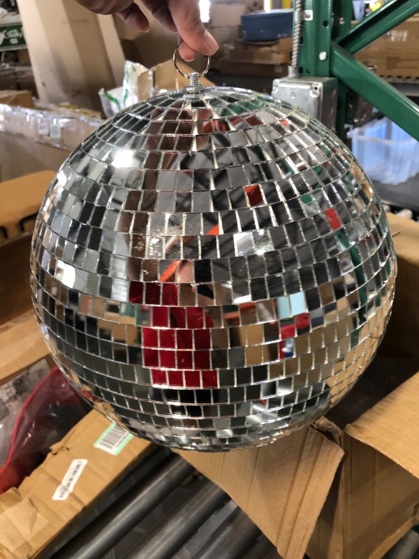 Photo 5 of **USED.SMALL DAMAGE** Alytimes Mirror Disco Ball - 8-Inch Cool and Fun Silver Hanging Party Disco Ball –Big Party Decorations, Party Design