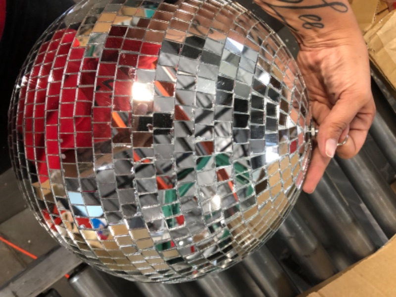 Photo 3 of **USED.SMALL DAMAGE** Alytimes Mirror Disco Ball - 8-Inch Cool and Fun Silver Hanging Party Disco Ball –Big Party Decorations, Party Design