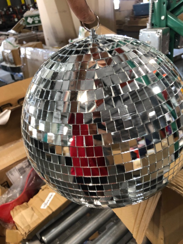 Photo 2 of **USED.SMALL DAMAGE** Alytimes Mirror Disco Ball - 8-Inch Cool and Fun Silver Hanging Party Disco Ball –Big Party Decorations, Party Design