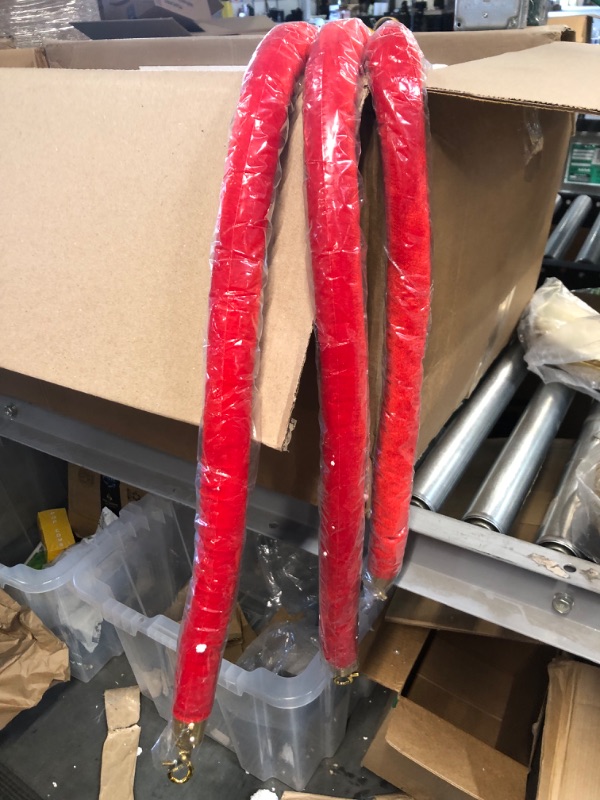 Photo 12 of *used/damage/see notes* 4PCS Gold Stanchion Posts Queue, 38 Inch Red Velvet Rope, Crowd Control Barriers Queue Line Rope, Barriers for Party Supplies