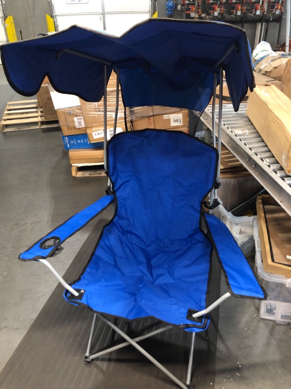 Photo 4 of *Used/Dirty* PLKO Camping Chair with Canopy, and Cup Holder, Blue