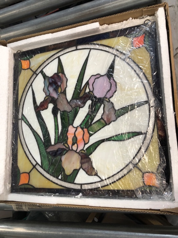 Photo 2 of Original iris Suncatcher for Window Flower Stained Glass Sheet, 16 X 16 inch