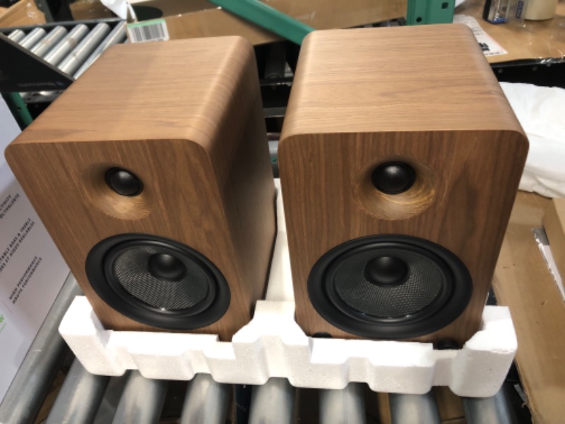 Photo 7 of *Unable to Test* Kanto YU6WALNUT Powered Bookshelf Speakers with Bluetooth and Phono Preamp, Pair, Walnut