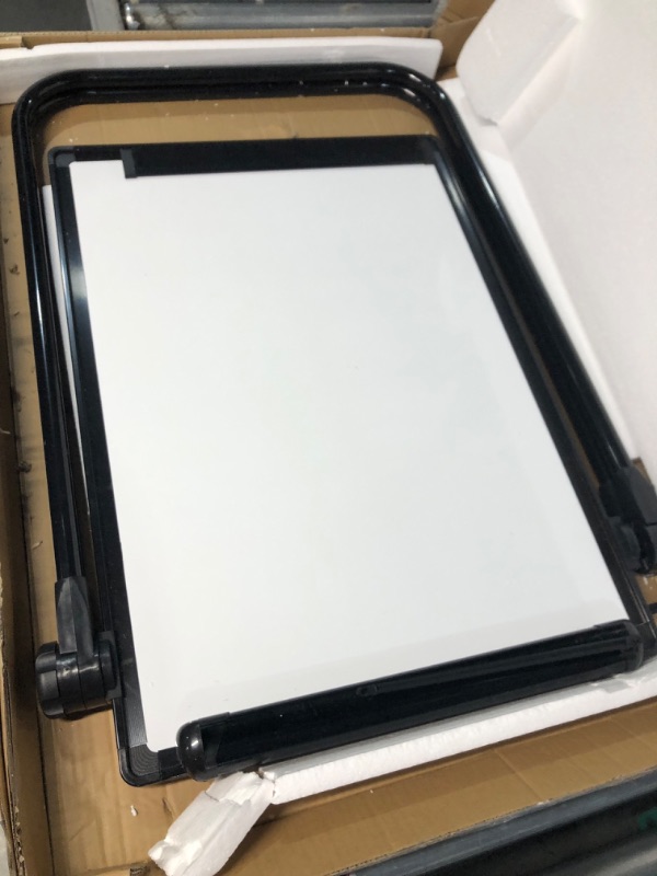 Photo 2 of *Used/Dirty* Double Sided Dry Erase Board with Stand, 28"x20", Height Adjustable & 360° Rotating U Stand 