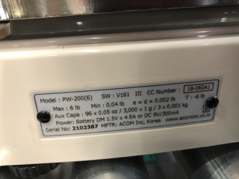 Photo 2 of VisionTechShop ACOM PW-200 Digital Portion Control Scale, Dual Display, Lb/Oz/Kg/g Switchable, Low Profile Design