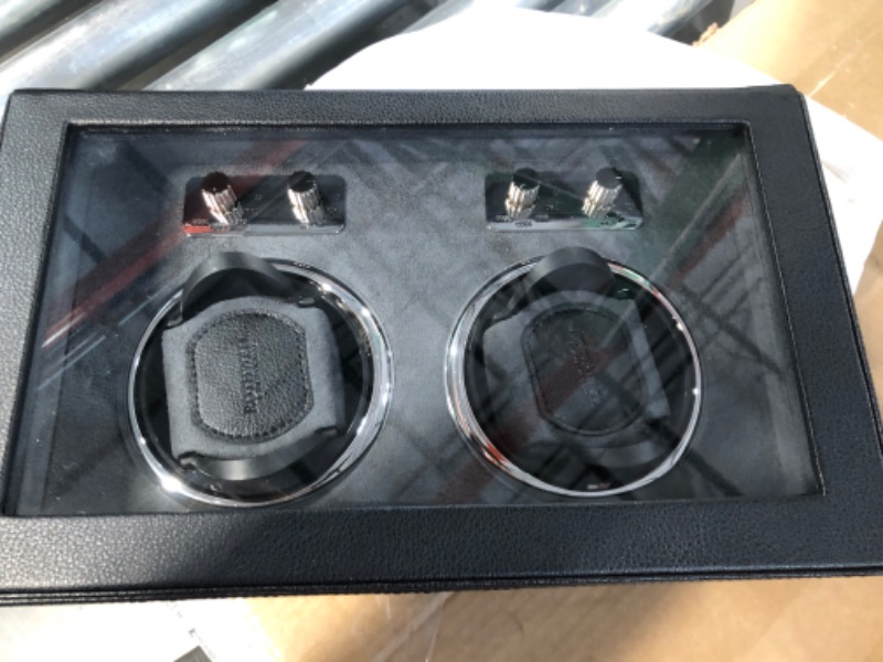 Photo 5 of *Missing Power Cord* ROTHWELL Double Watch Winder for Automatic Watches with Quiet Motor with Multiple Speeds and Rotation Settings (Black/Grey)