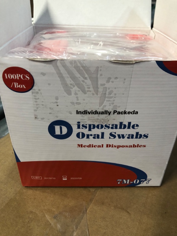 Photo 3 of (100 Pack) Disposable Oral Swabs, Sterile Dental Sponge Swabsticks Unflavored, Pink