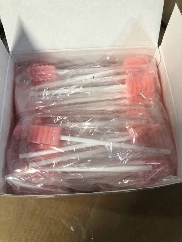 Photo 4 of (100 Pack) Disposable Oral Swabs, Sterile Dental Sponge Swabsticks Unflavored, Pink