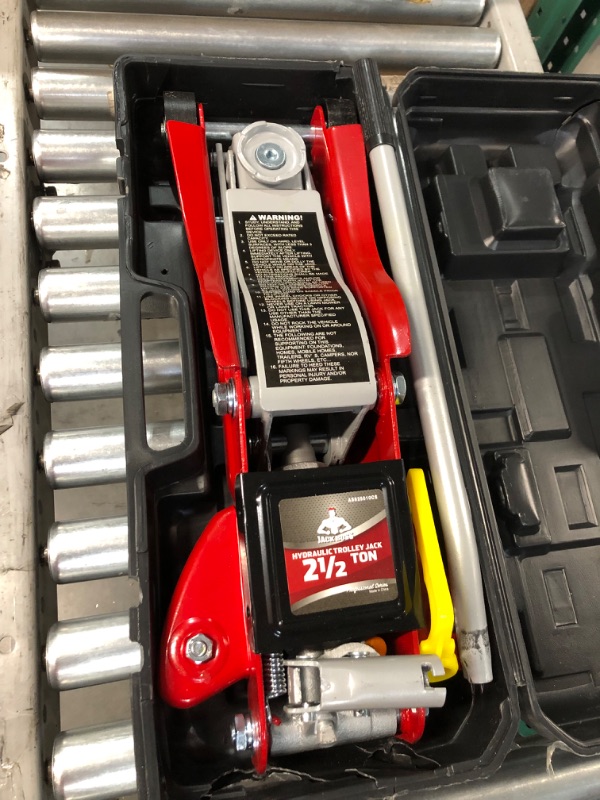 Photo 4 of *Carry Case Cracked* JackBoss Torin Hydraulic Low Profile Floor Jack 2.5 Ton Capacity, with Quick Lift Pump and Portable Storage Case, Red, T825010