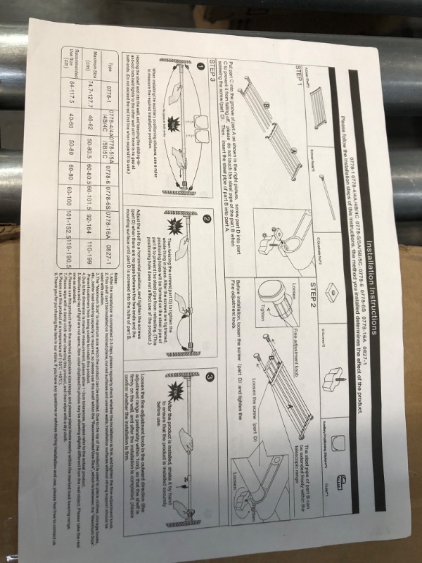 Photo 2 of *Unknown if Missing Pieces* Hershii Tension Shelf Expandable Rod Heavy Duty Clothes Hanger, 39.76-60.03 Inches Ivory