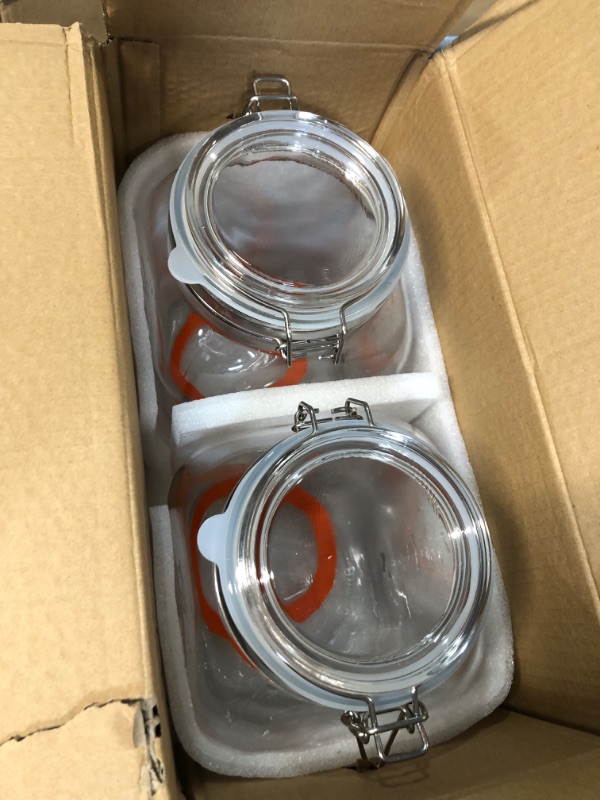 Photo 3 of *Missing Accessories* 2 Pack Square Super Wide Mouth Airtight Glass Storage Jars with Lids, 1.1 Gallon (Extra Label, Pen and Gasket)