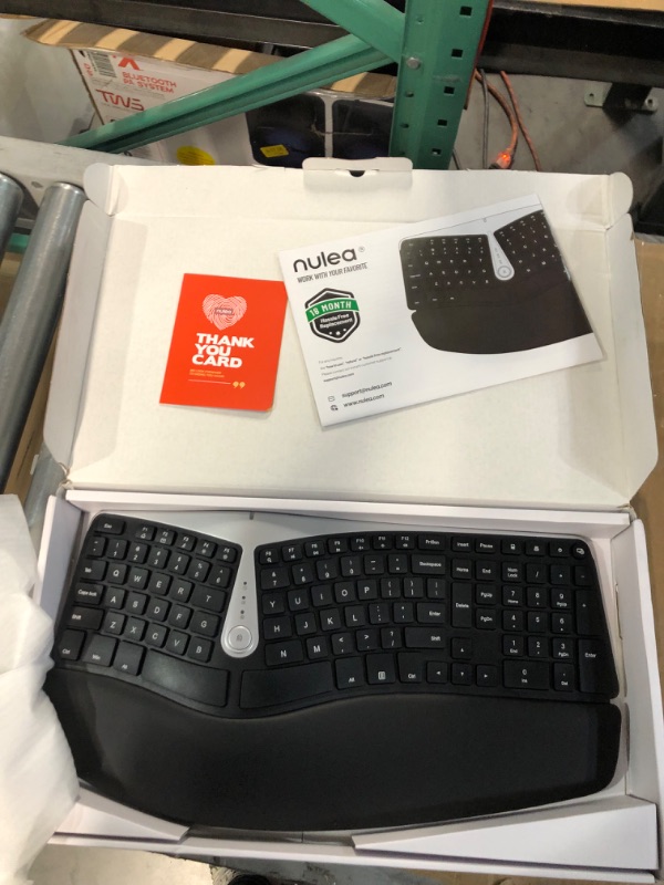 Photo 1 of Nulea Wireless Ergonomic Keyboard, 2.4G Split Keyboard with Cushioned Wrist and Palm Support, Arched Keyboard Design for Natural Typing, Compatible with Windows/Mac