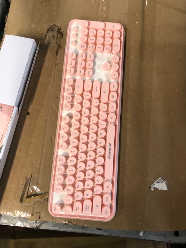 Photo 4 of SADES V2020 Wireless Keyboard and Mouse Combo,Pink Wireless Keyboard with Round Keycaps,2.4GHz Dropout-Free Connection,Long Battery Life,Cute Wireless Moues for PC/Laptop/Mac(Pink) white pink