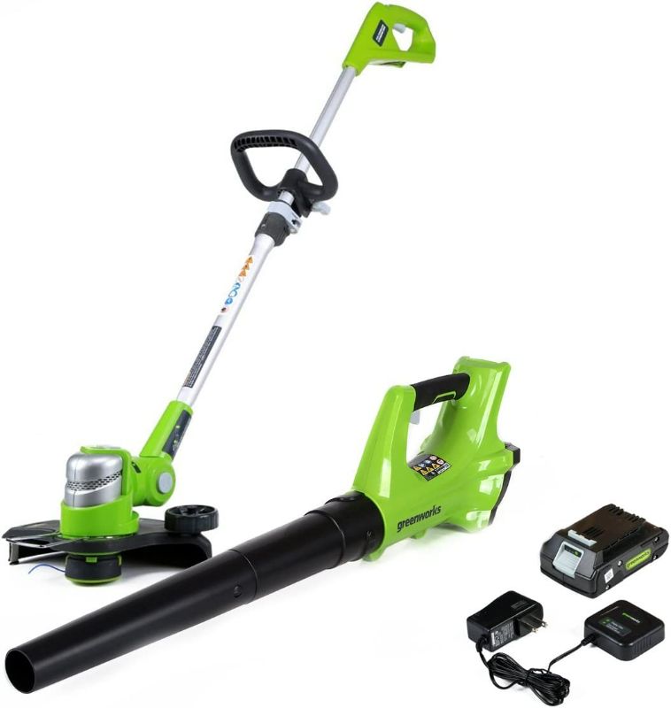 Photo 1 of **SEE NOTES**
Greenworks 24V Cordless String Trimmer and Blower Combo Pack, 2Ah Battery and Charger Included STBA24B210