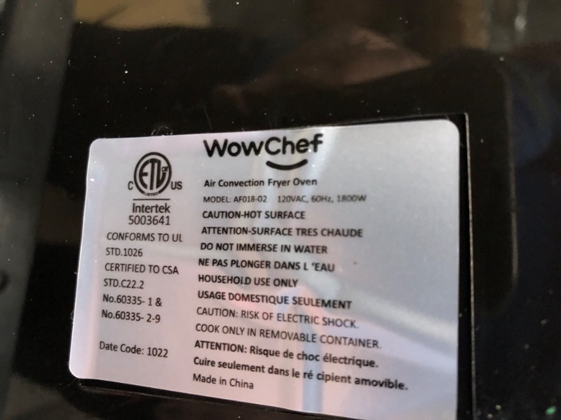 Photo 5 of **BRAND NEW** WowChef Air Fryer Oven Large, 10-in-1 Digital Rotisserie Dehydrator Fryers Combo 