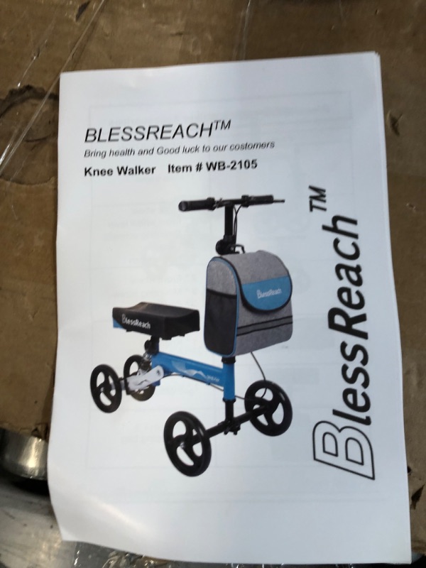 Photo 4 of BlessReach Steerable Knee Walker Deluxe Medical Scooter for Foot Injuries Adult Compact Crutches 