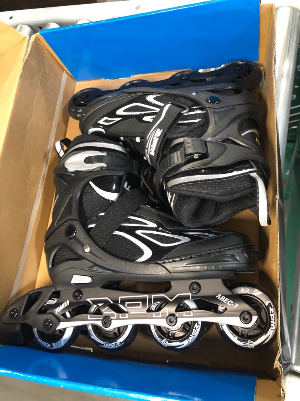 Photo 2 of 2PM SPORTS Vinal Girls Adjustable Flashing Inline Skates, All Wheels Light Up, Fun Illuminating Skates for Kids and Men- Azure Small (1Y-4Y US) Silver Medium - Big Kid (1-4 US)