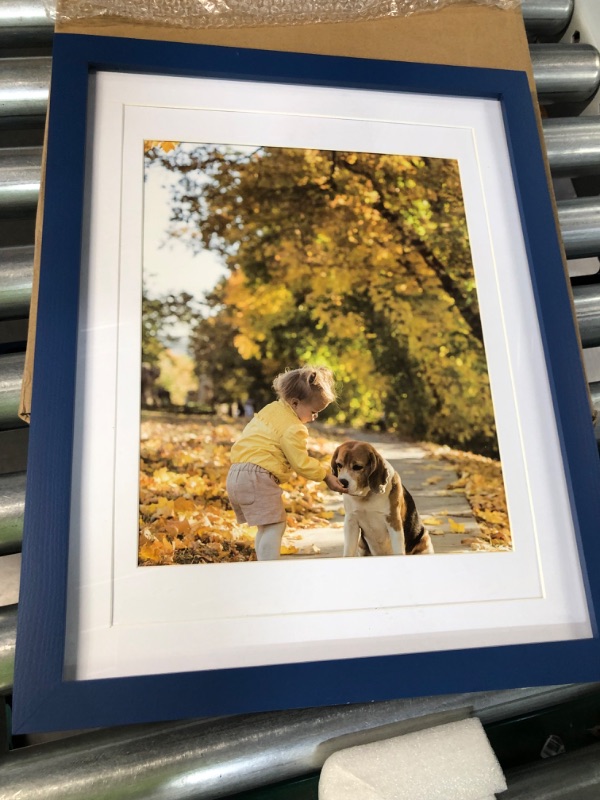 Photo 2 of ***MINOR DAMAGE*** Beyond Your Thoughts Blue 11X14 Matted for 8X10 or 9x12 Real Wood + Real Glass (Hang/Stand) Picture Photo Frame Hardware Included (1 Pack) 11x14 Blue