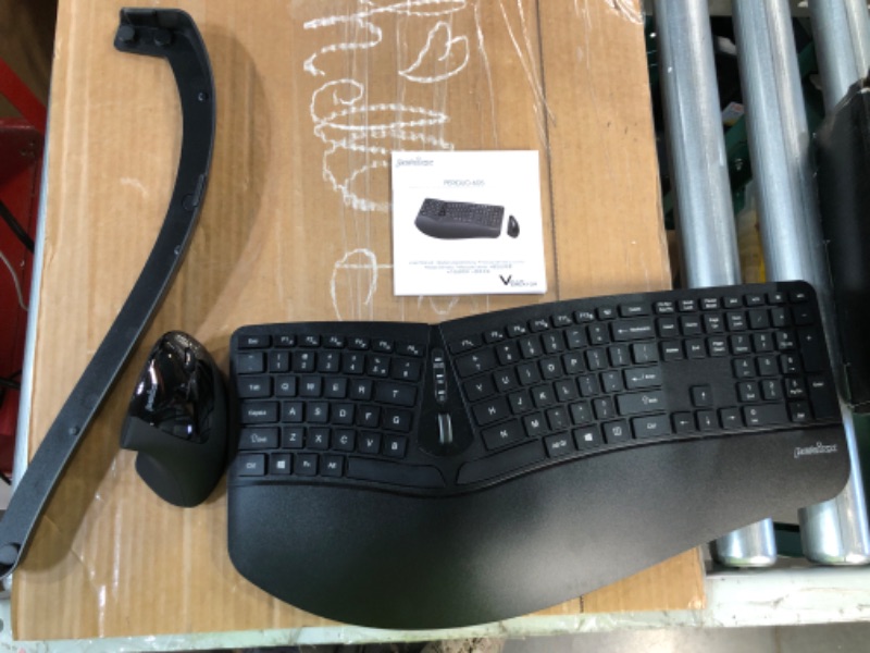 Photo 2 of Perixx Periduo-605, Wireless Ergonomic Split Keyboard and Vertical Mouse Combo, Adjustable Palm Rest and Membrane Low Profile Keys, Black, US English Layout (11633)