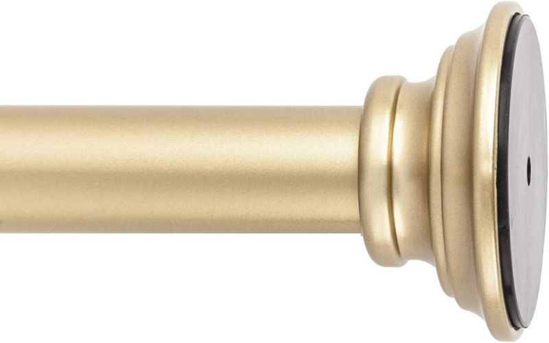 Photo 1 of  Ultra Strong Secure Hold Tension | Gold Window Curtain Rod | Easy Mount | 2" Silicone Never Slip Pads | Durable Steel Construction,  ADJUSTABLE - 30" - 52" expandable rod length