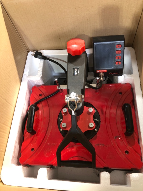 Photo 1 of VEVOR Clamshell Heat Press, 15X12 Inch Heat Press, 800W Heat Press Transfer Machine, 360 Degree Swing Away Digital Sublimation Machine, Dual-Tube Heating Printer for DIY T-Shirts/Pillow/Cloth Bag 12×15 Red