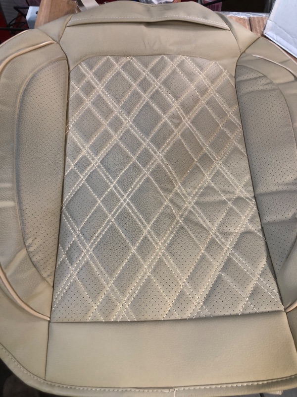 Photo 2 of 1pack Front Car Seat Cover Bottom Seat Cover, PU Leather Driver Car Seat Protector Fits 95% of Vehicles, Wrapping Around The Bottom (Beige