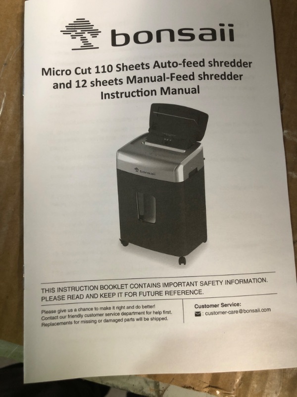 Photo 1 of Bonsaii C233-B 110-Sheet Autofeed Shredder and 24-Pack Lubricant Sheets