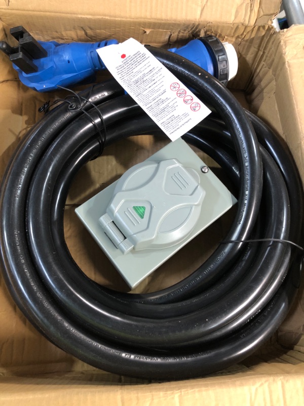 Photo 1 of 50 Amp Generator Cord and Power Inlet Box,50 Amp Generator Cords 25FT,125V/250V Generator Power Cord NEMA14-50P/SS2-50R Twist Lock Connector 25FT Black+Blue