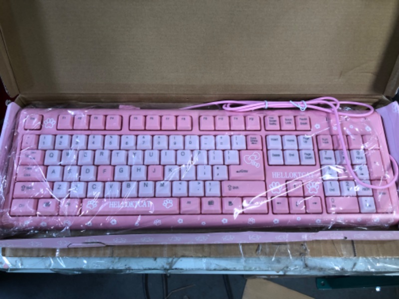 Photo 2 of fosa1 Pink Wired Computer Keyboard, USB Ergonomic Keyboard, 104 Keys Keyboard Gaming Ultra?Thin Keyboard for Computer/Laptop/Desktops/PC/Mac/Home/Office