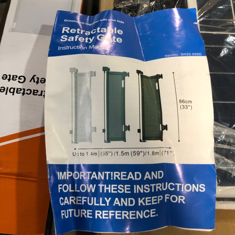 Photo 3 of **USED/SEE NOTES** Retractable Baby Gate,Mesh Baby Gate or Mesh Dog Gate,33" Tall,Extends up to 55" Wide,Child Safety Gate for Doorways, Stairs, Hallways, Indoor/Outdoor?Black,33"x55"