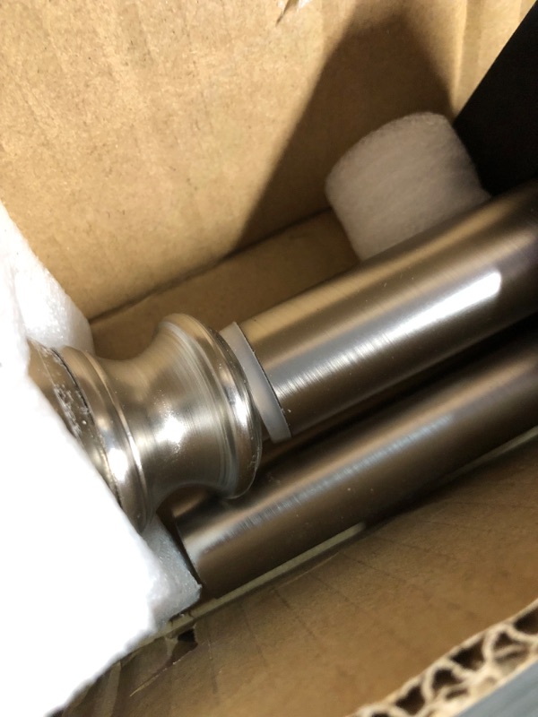 Photo 3 of **SMALL DAMAGE ON END/SEE NOTES** YuMierle 1 Inch Curtain Rod, Iron Curtain Rod 72-144", Window Treatment Curtain Rod 1 Inch Diameter with Ball Finials, Drapery Rods 72 to 144 Inches Adjustable Kitchen Set Brushed Nickel Nickel 72-144"