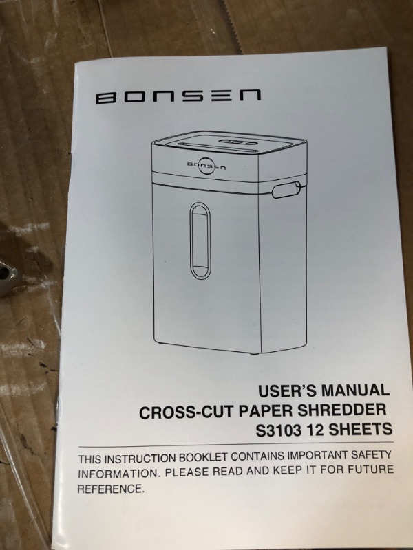 Photo 5 of BONSEN Shredders for Home Office,12-Sheet Cross Cut Shredder Shreds Paper/ Credit Card/Staple/Clip, Jam Proof Paper Shredder for Home Use,6 Gals Large Bin & P-4 Security Level, Black