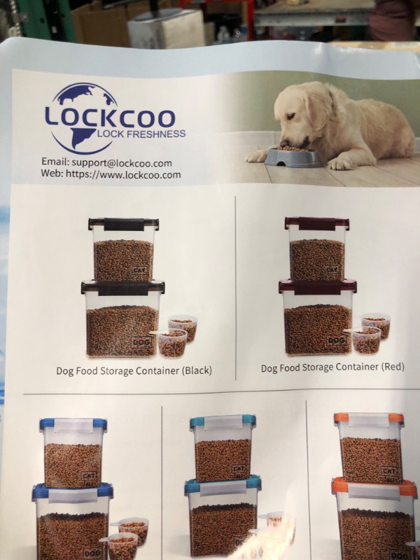 Photo 5 of **USED/SEE NOTES** Lockcoo Collapsible Pet Food Storage Container, Airtight Sealed  with Wheels, 30 lb Large Plastic  Grey