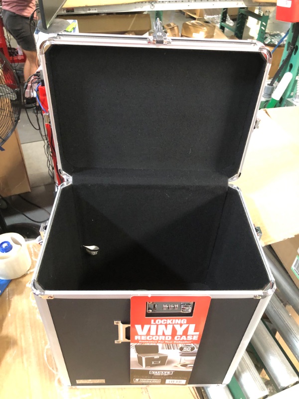 Photo 1 of Vaultz Vinyl Record Storage Box - Locking 50 Album Holder & Organizer - 14.4 x 13.4 x 9.6 Inches - Black