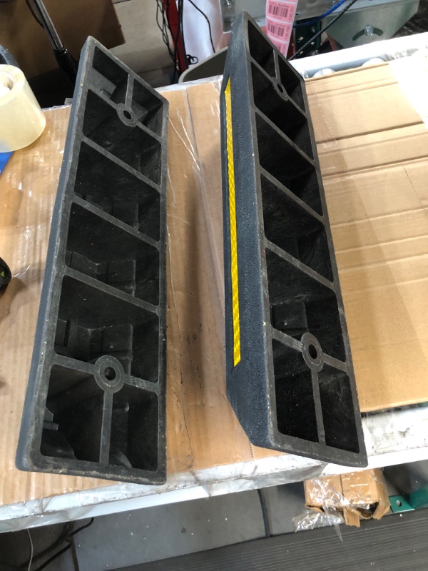 Photo 4 of **USED/SEE NOTES** Heavy Duty Packing Block Parking Target with Reflective Yellow Safety Stripes, Wheel Stop Stoppers,Size: 56×16×11cm