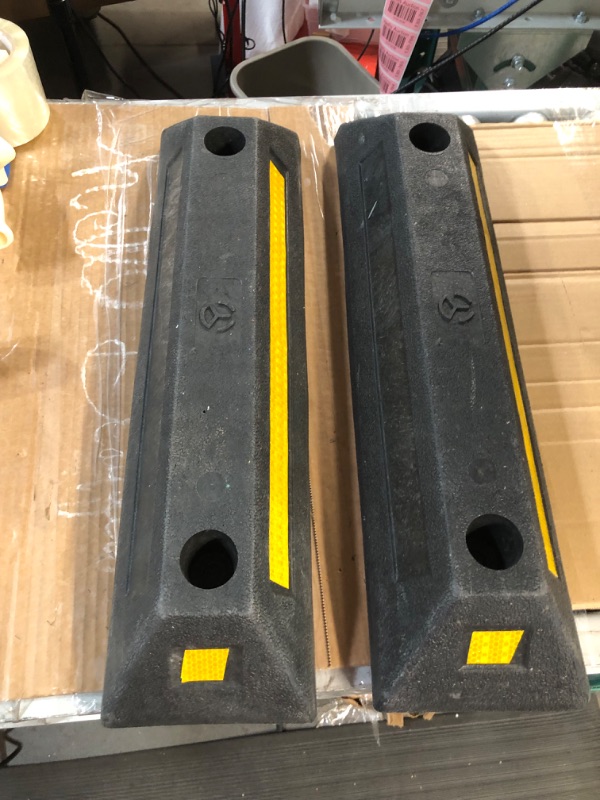 Photo 3 of **USED/SEE NOTES** Heavy Duty Packing Block Parking Target with Reflective Yellow Safety Stripes, Wheel Stop Stoppers,Size: 56×16×11cm