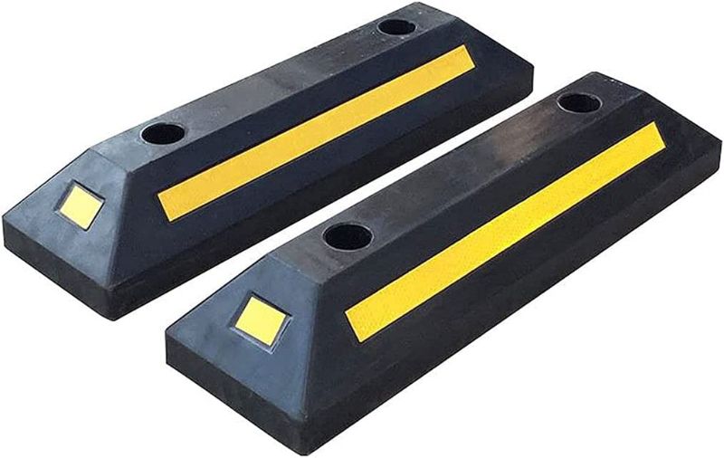 Photo 1 of **USED/SEE NOTES** Heavy Duty Packing Block Parking Target with Reflective Yellow Safety Stripes, Wheel Stop Stoppers,Size: 56×16×11cm