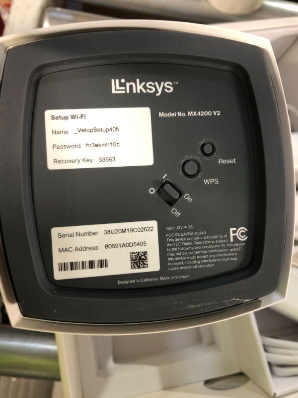 Photo 6 of Linksys MX12600 Velop Intelligent Mesh WiFi 6 System Coverage, 8,100 sq ft (White, 3-Pack) 120+ Devices 
See Notes For Additional Info.