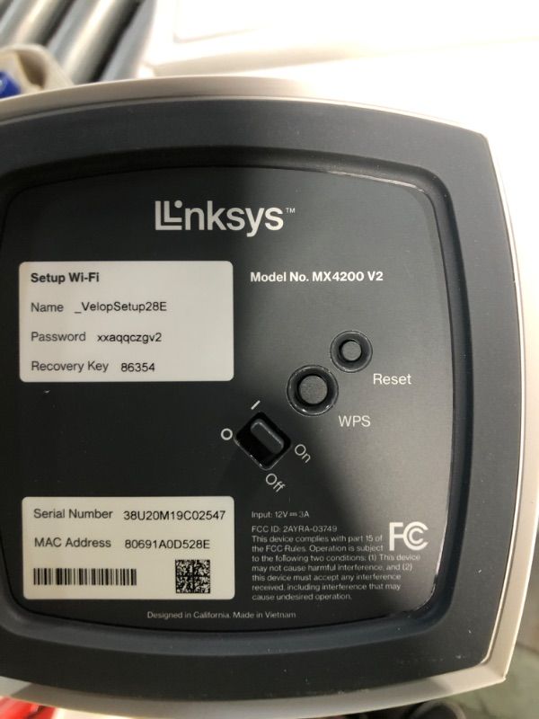 Photo 7 of Linksys MX12600 Velop Intelligent Mesh WiFi 6 System Coverage, 8,100 sq ft (White, 3-Pack) 120+ Devices 
See Notes For Additional Info.