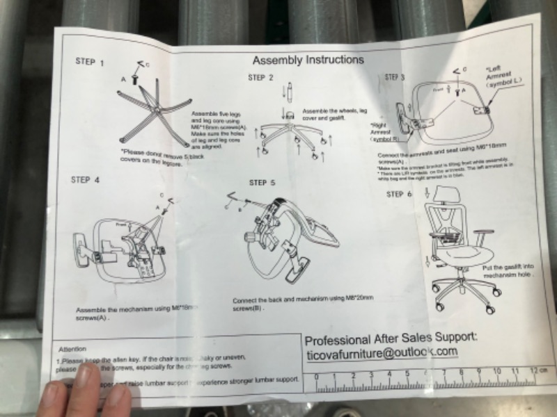 Photo 4 of *PARTS/SEE NOTES** Ticova High Back Desk Chair with Adjustable Lumbar Support, Headrest & 3D Metal Armrest Black