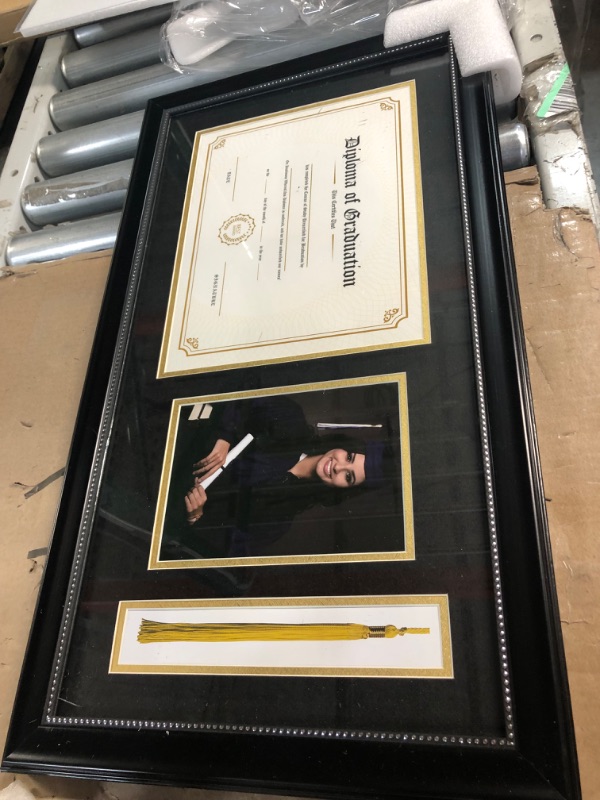 Photo 4 of **FRAME IS OUT OF PLACE**GraduationMall 11x22 Black Diploma Frame with Tassel Holder