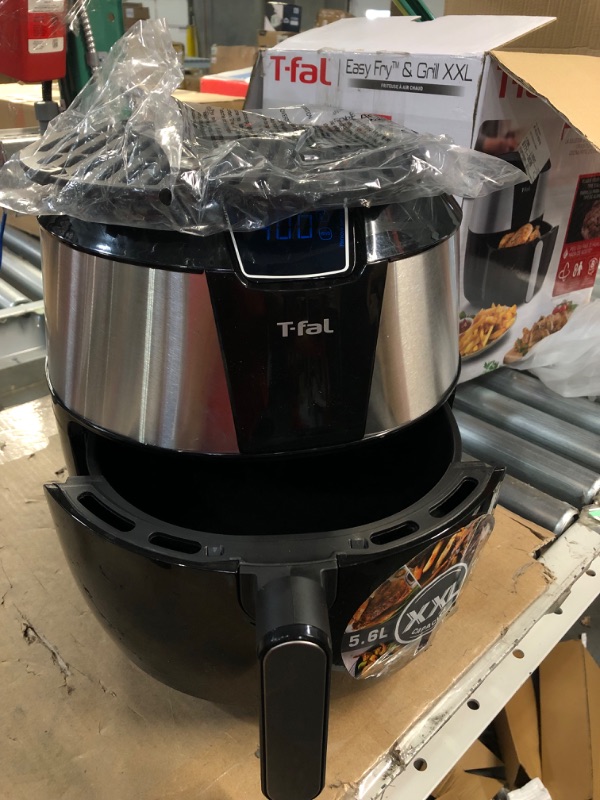 Photo 2 of **LIGHTLY USED MINOR SCRATCHES** T-fal Easy Fry XXL Air Fryer & Grill Combo with One-Touch Screen, 8 Preset Programs, 5.9 quarts, Black & Stainless Steel 5.9-Quart