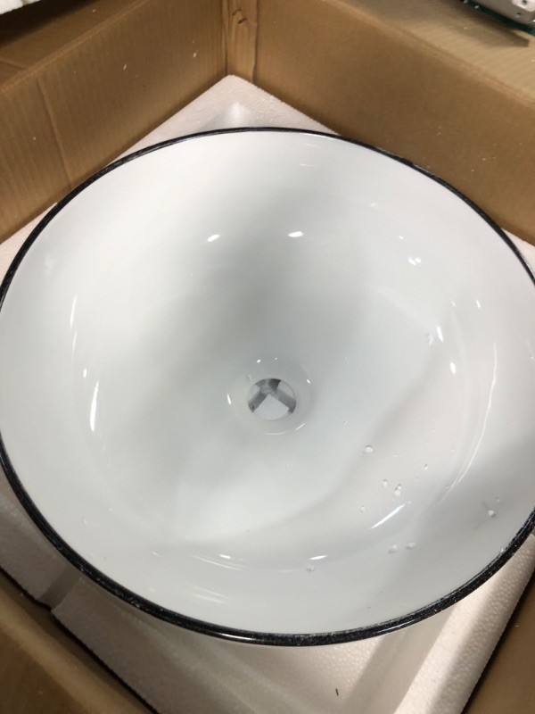 Photo 3 of **USED**KGAR Ceramic Bathroom Vessel Sink 16x16 Round Porcelain Bathroom Sink Above Counter Basin Washing Bowl White White Round