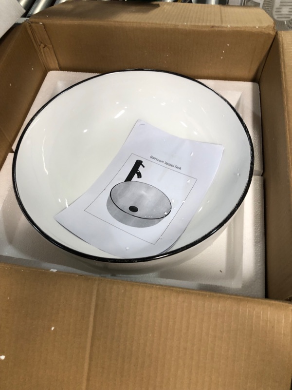 Photo 2 of **USED**KGAR Ceramic Bathroom Vessel Sink 16x16 Round Porcelain Bathroom Sink Above Counter Basin Washing Bowl White White Round