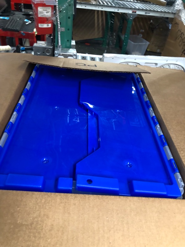 Photo 4 of **USED** Akro-Mils 66486 12-Gallon Plastic Stackable Storage Keepbox Tote Container with Attached Hinged Lid, 21-1/2-Inch x 15-Inch x 12-1/2-Inch Clear/Blue Keep Box