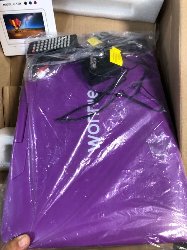 Photo 4 of **USED**WONNIE 17.9" Portable DVD/CD Player with 15.4" Large Swivel HD Screen, 6 Hours 5000mAH Rechargeable Battery PURPLE