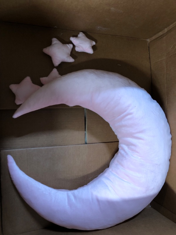 Photo 2 of Crescent moon and stars newborn photoshoot prop pillow - pink