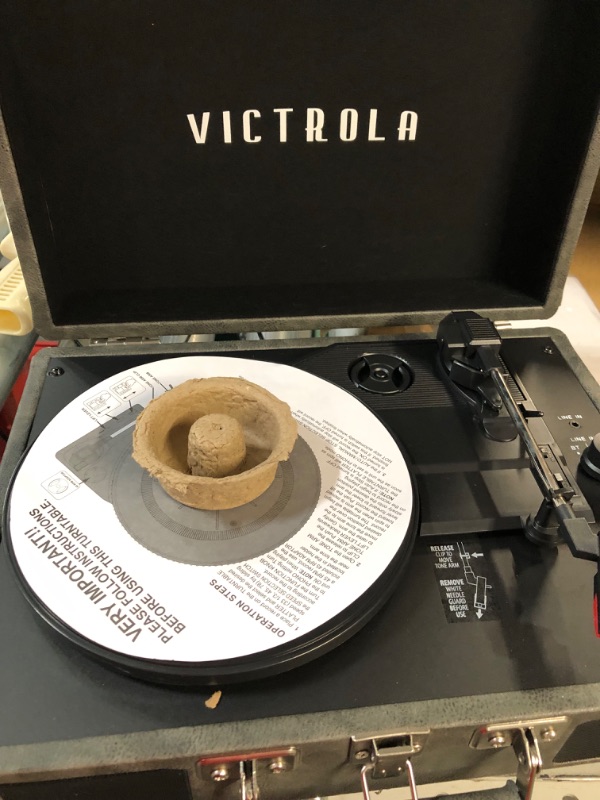 Photo 2 of Victrola Vintage 3-Speed Bluetooth Portable Suitcase Record Player with Built-in Speakers | Gray &  Black